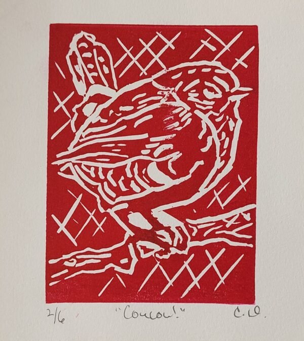 Linogravure Coucou!